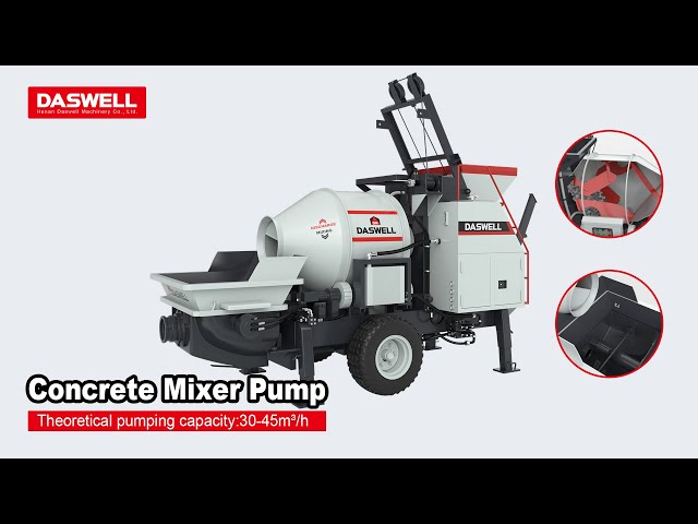 3D workingflow of Daswell concrete mixer with pump