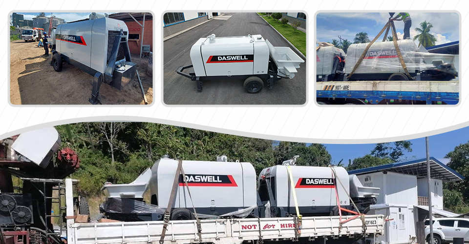 Produce trailer concrete pump Daswell trailer pump in factory for delivery
