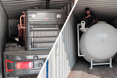 delivering wheel loader and horizontal feeder to Southeast Asia